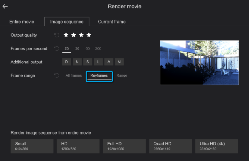 Lumion 如何将 Movie 中的相机关键帧渲染为 Photos？