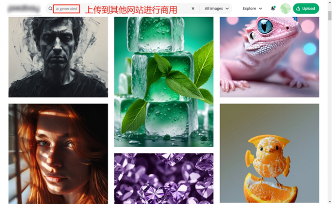 上传到其他网站进行商用