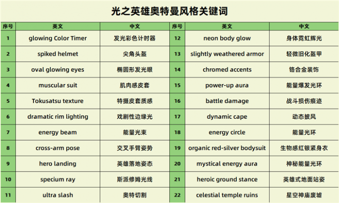 奥特曼风格关键词