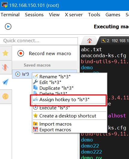 Assign hotkey