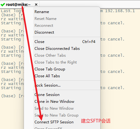 在SecureCRT中建立SFTP会话