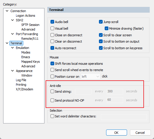 SecureCRT设置保活时间