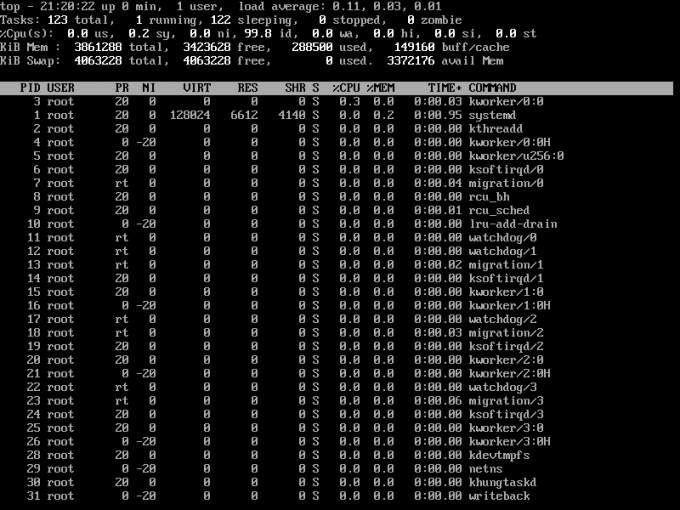 使用top命令查看远程服务器的负载情况