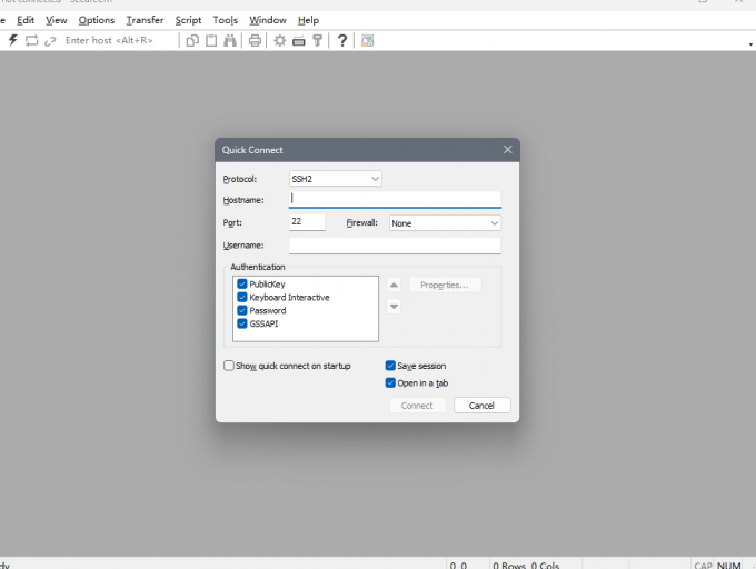 快速连接配置窗口