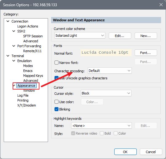 修改SecureCRT的编码格式