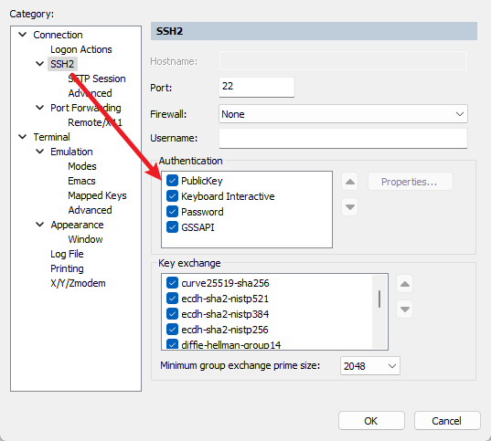 优先使用公钥认证