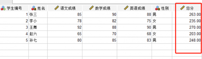 总分数据列