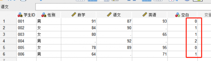 缺失数据总量